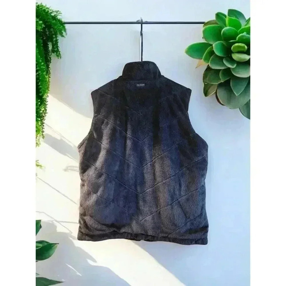 Columbia Black Velvet Fleece Floral Womans Reversible Vest Zip - Picture 4 of 6